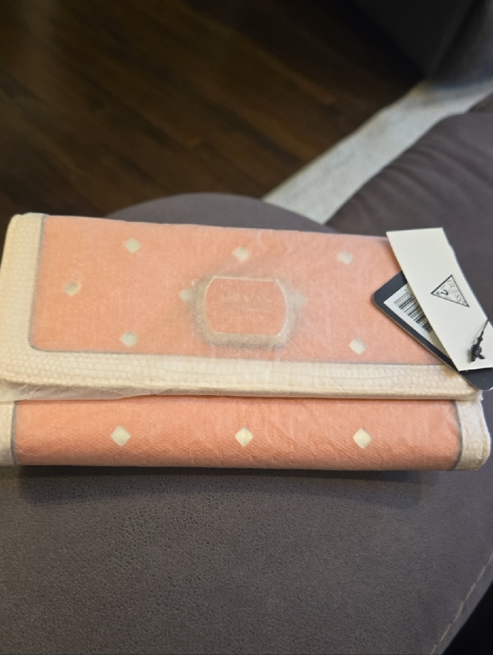 GUESS Los Angeles Women’s Leather Large Wallet Mirrored Hula GIRL Orange Y2K